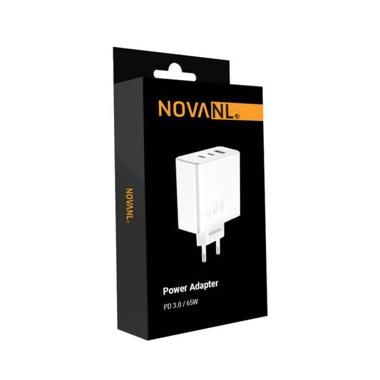 NOVANL ProCharge Ultra 65W GaN 2xUSB-C & USB-A (Drievoudige Poort) Adapter