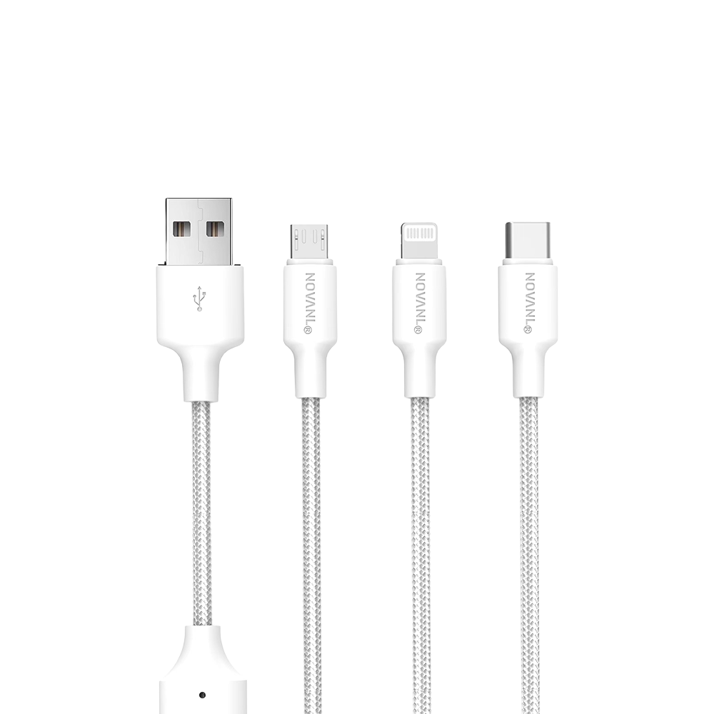 NOVANL SpeedCharge Kabel 1.5M USB-A naar 3-in-1 Kabel 12W