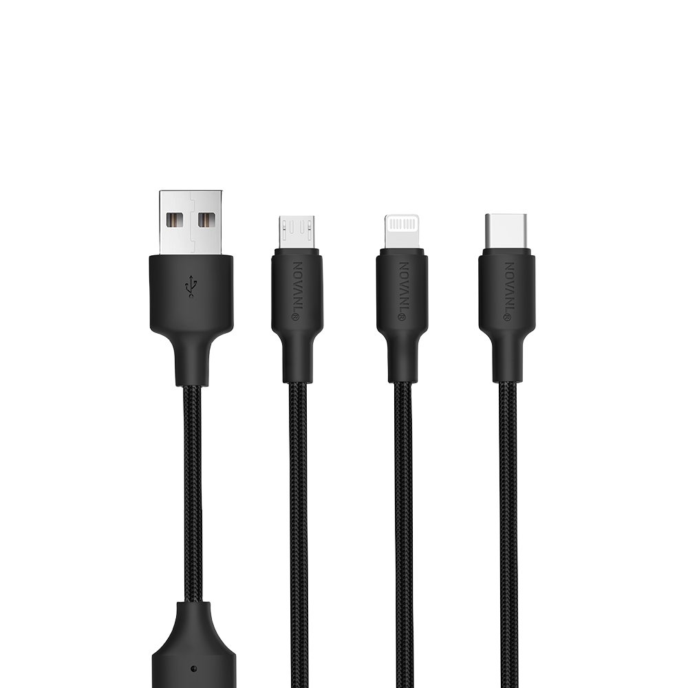 NOVANL SpeedCharge Kabel 1.5M USB-A naar 3-in-1 Kabel 12W