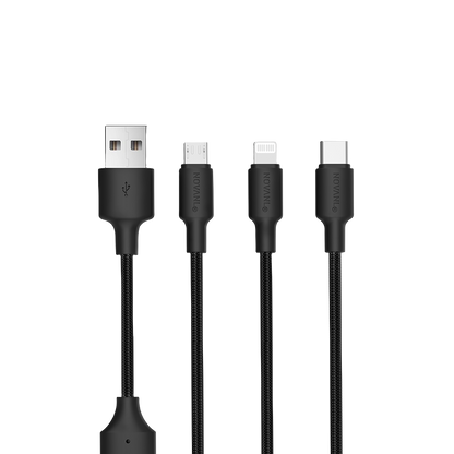 NOVANL SpeedCharge Kabel 1.5M USB-A naar 3-in-1 Kabel 12W