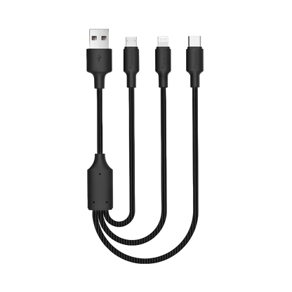 NOVANL SpeedCharge Kabel 1.5M USB-A naar 3-in-1 Kabel 12W