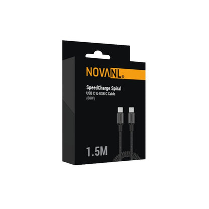 NOVANL SpeedCharge Spiraal USB-C naar USB-C Kabel 60W (1.5M)