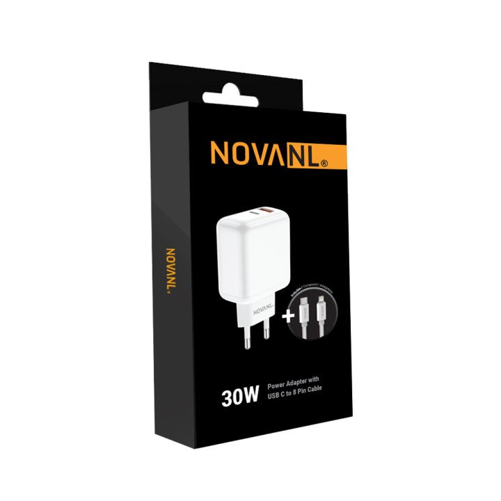 NOVANL ProCharge 30W Adapter met SpeedCharge USB-A naar 8-Pin