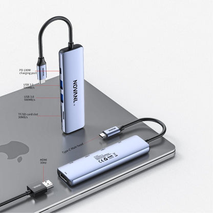 NOVANL Multifunctionele 6-in-1 HDMI Hub met USB-C